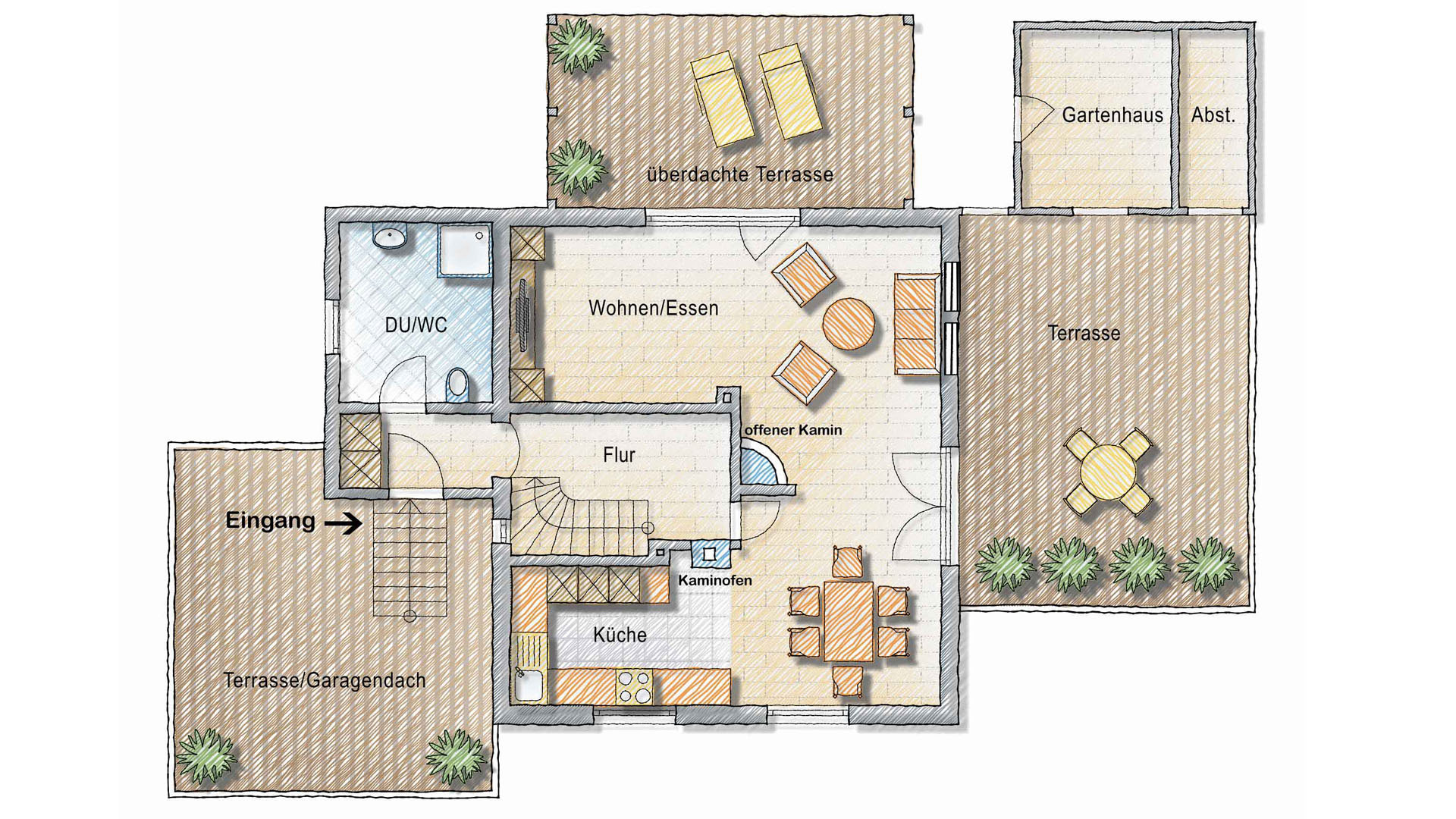 Reichshof-Nosbach: Wohlfühlhaus mit PV-Anlage, Stromspeicher und Wallbox, Grundriss - Erdgeschoss