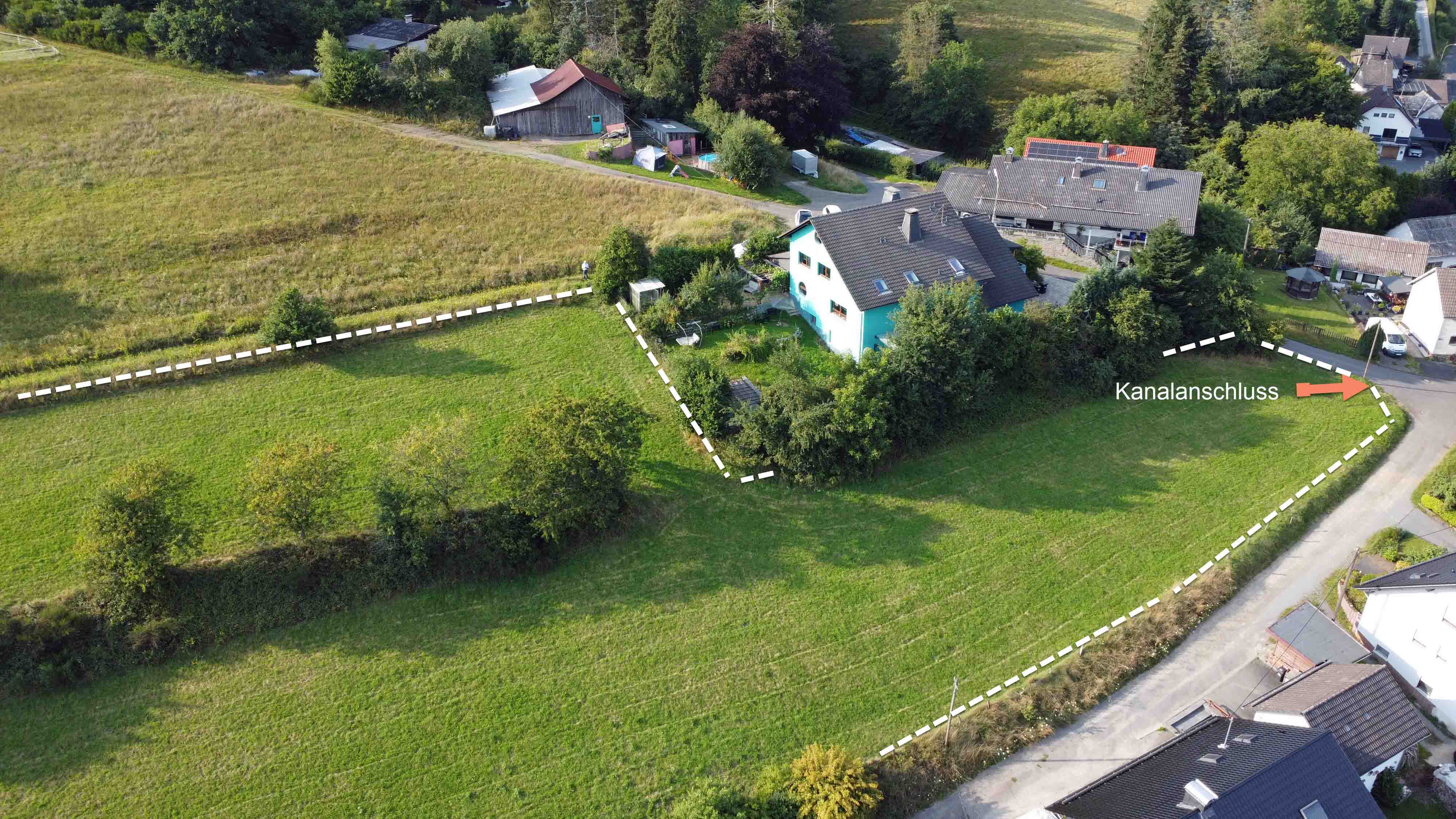 Morsbach-Ellingen: 4.817 m² Bauland in traumhafter Ortsrandlage, Draufsicht von der Tal-/ Südseite